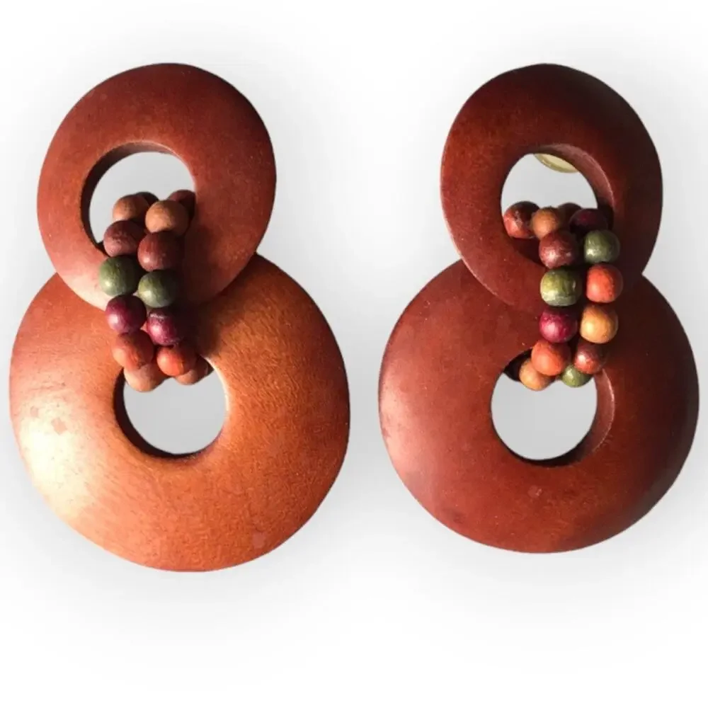 Wooden circle statement earrings